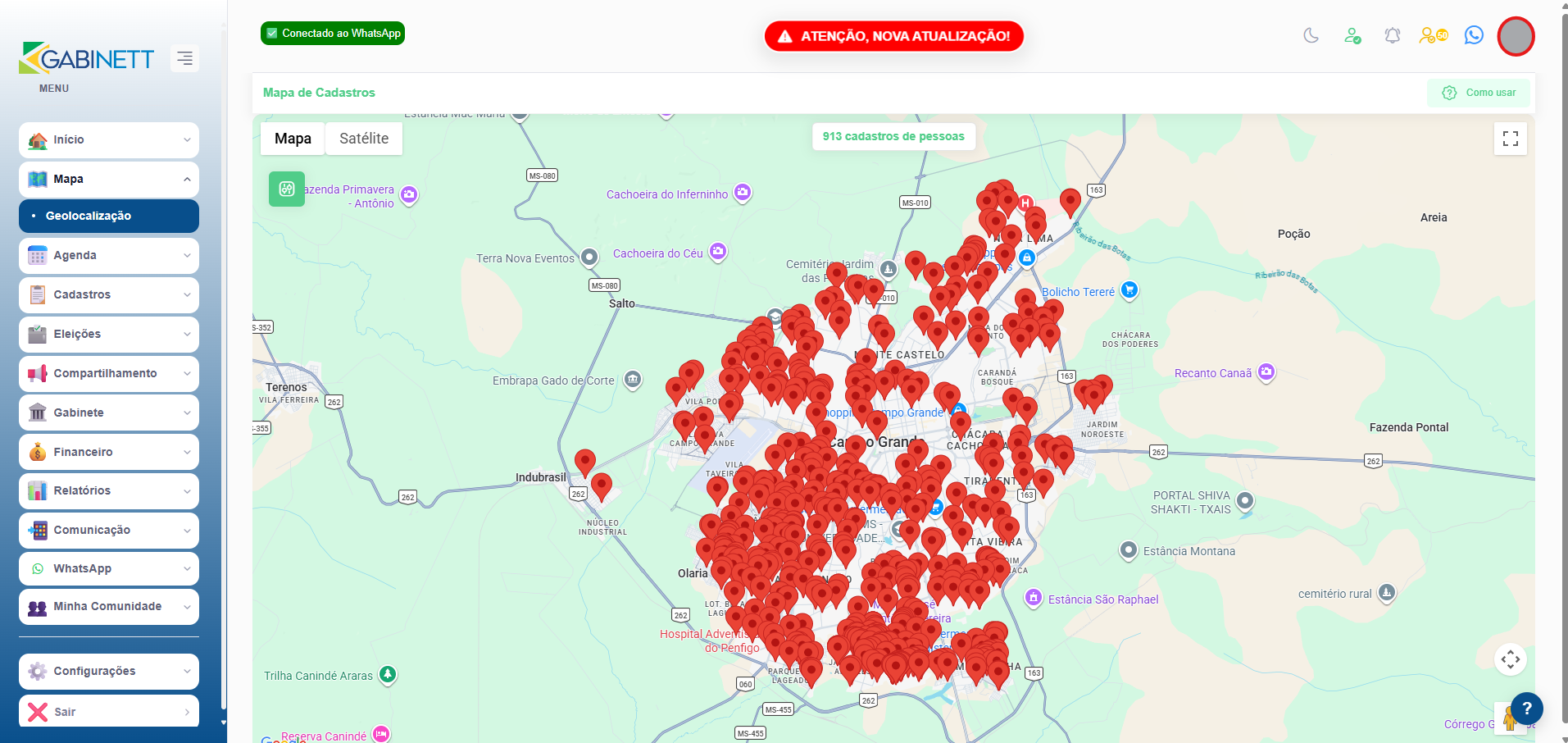 Mapa de cadastros